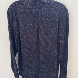 All Saints Men's Dark Shirt with Red Accents